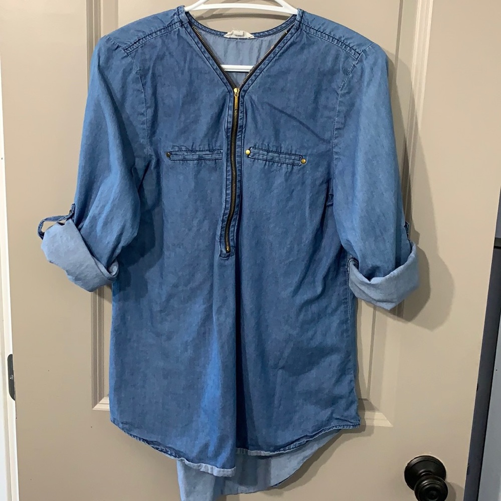 Denim top longer style